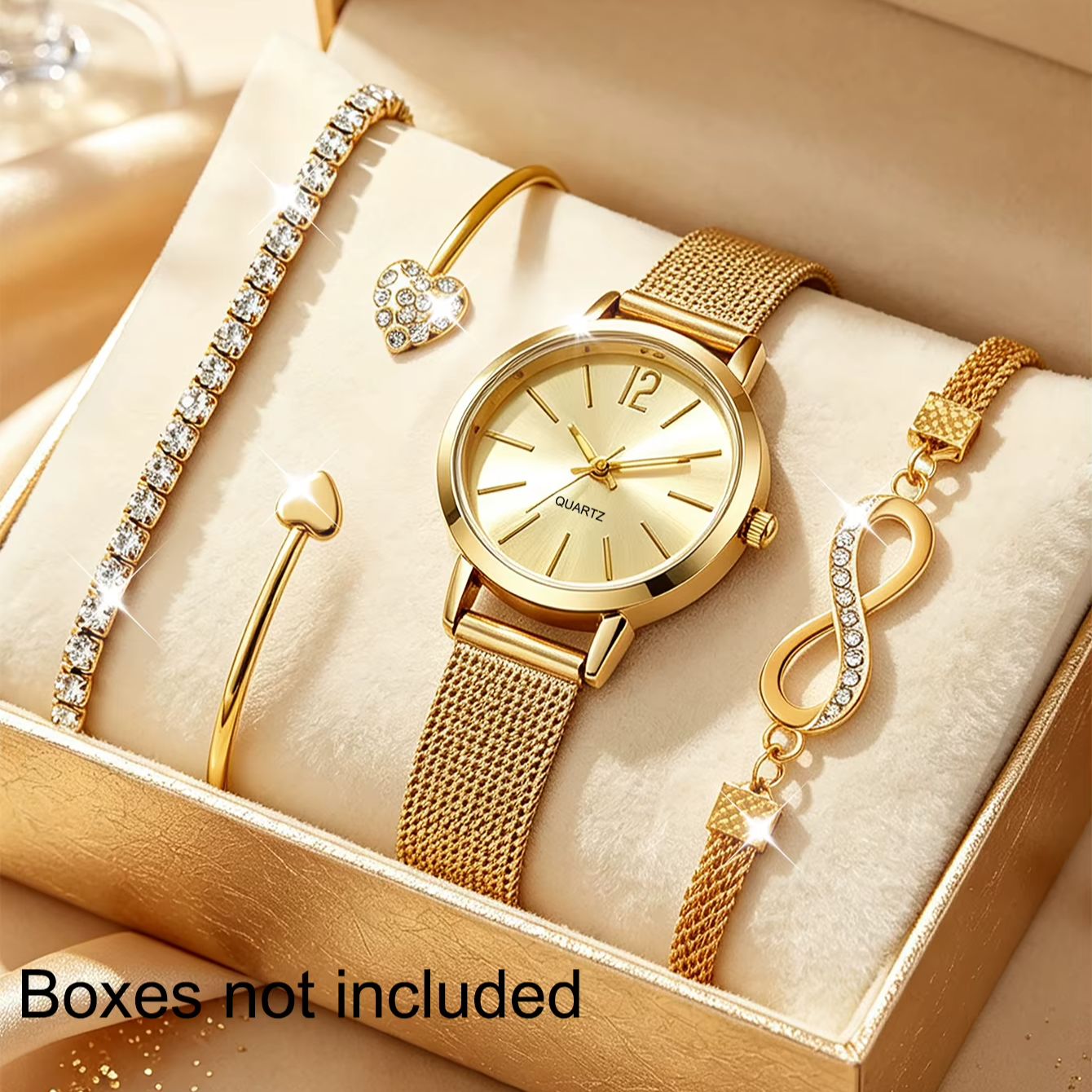 Luxury Watch Gift For Her - 4-Piece Set of Light Luxury Minimalist